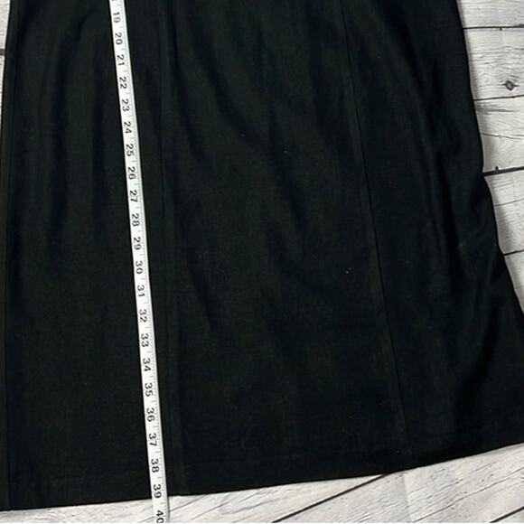 Vintage Y2K Linen Sheath Dress Black Minimalist Style Size 12 Perceptions Modest - Picture 6 of 8